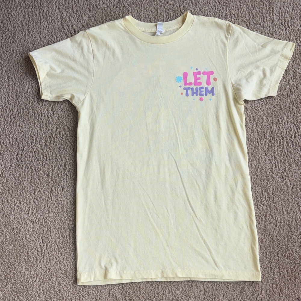 Let Them Yellow Tee with Pink & Blue Graphics